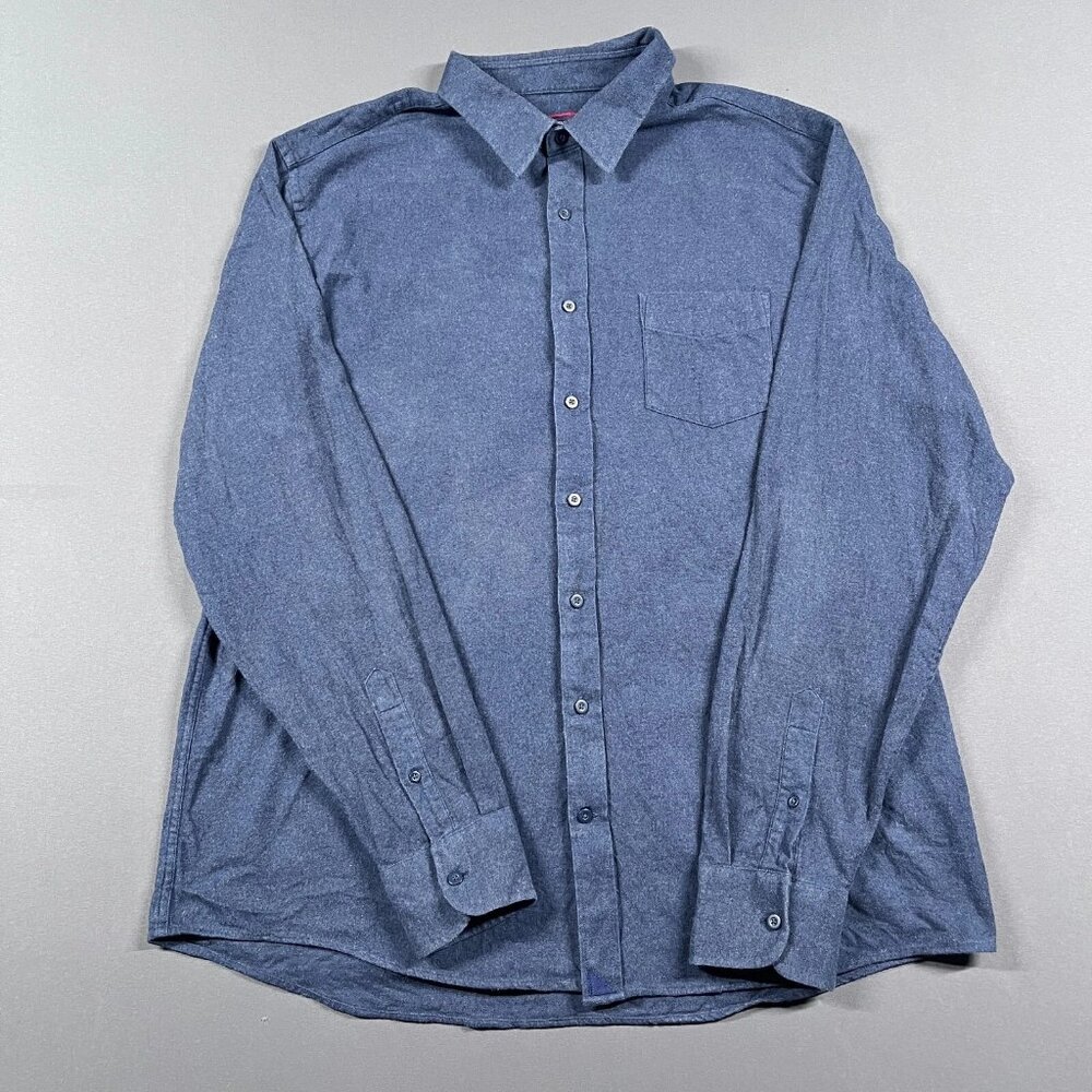 UNTUCKit Shirt Mens XXL Large 2XL Button Upblue Blue Flannel Dress Shirt Outdoor